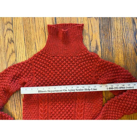 Vintage New Handmade Crotchet Sweater Dress Women’s XS Turtleneck Burnt Orange - Picture 3 of 8